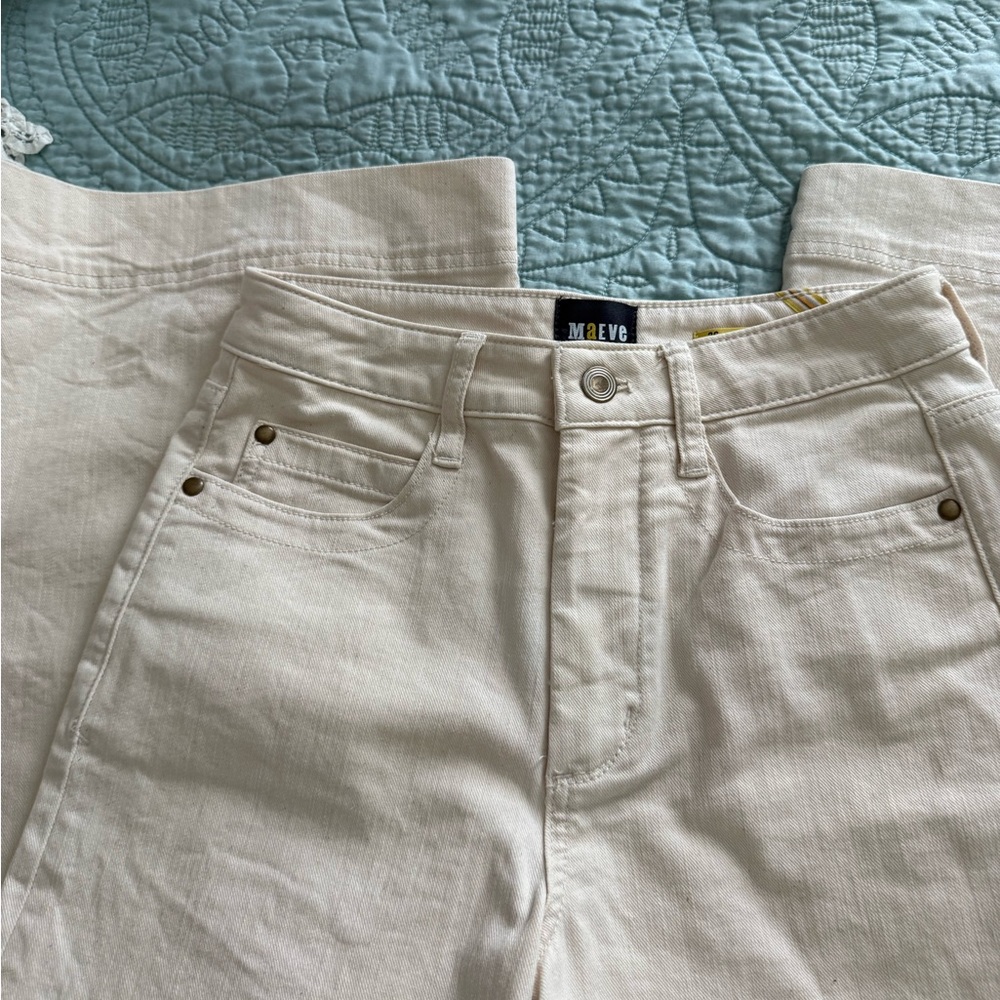 Maeve Women's Wide Leg Light Cream Jeans - Picture 5 of 11
